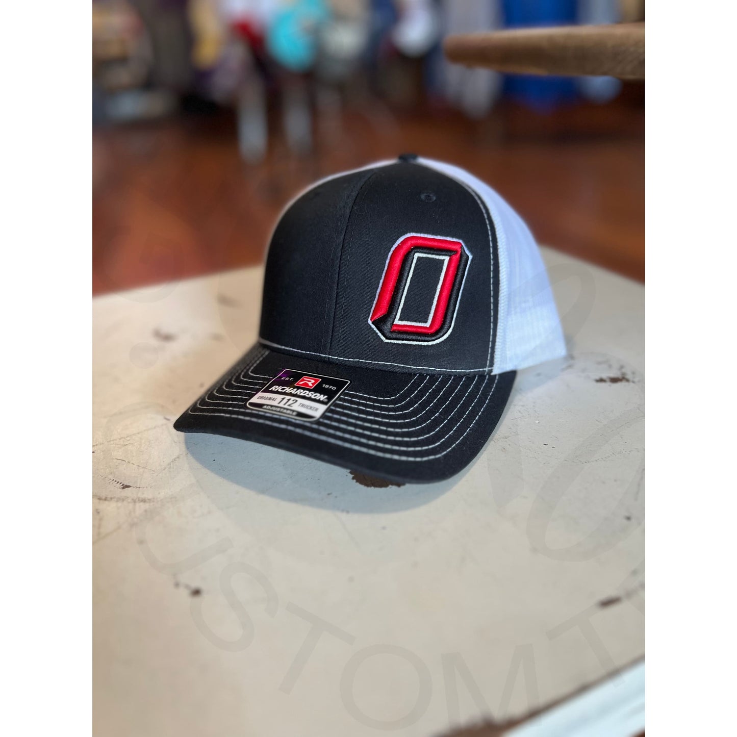 3D Oxford ’O’ Baseball Hat - Black with White Mesh