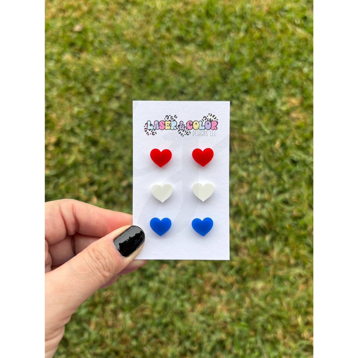 4th of July Heart Earrings USA Earrings - Apparel &