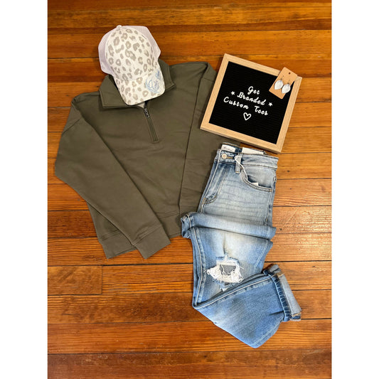 Army Green Independent Trading Co Quarter Zip