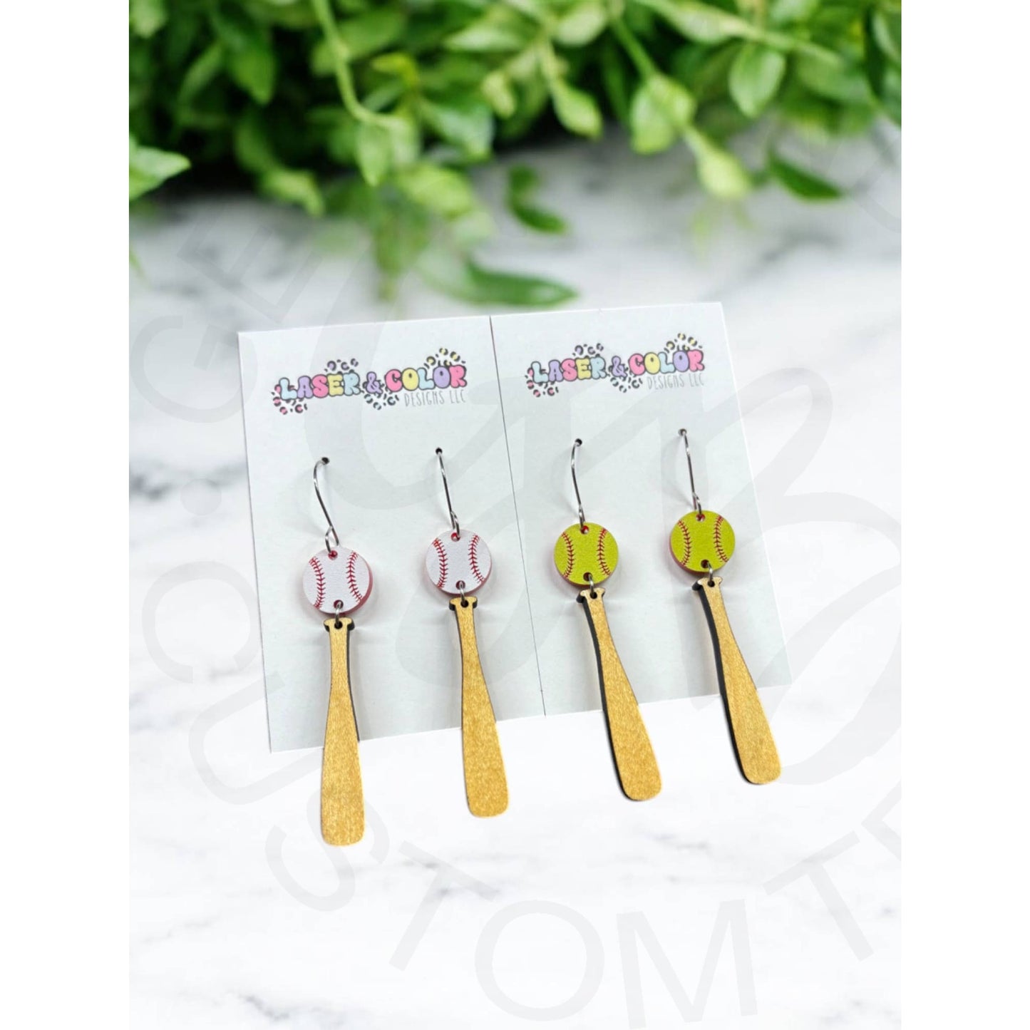 Baseball Softball Bat Dangle Earrings Sports Earrings