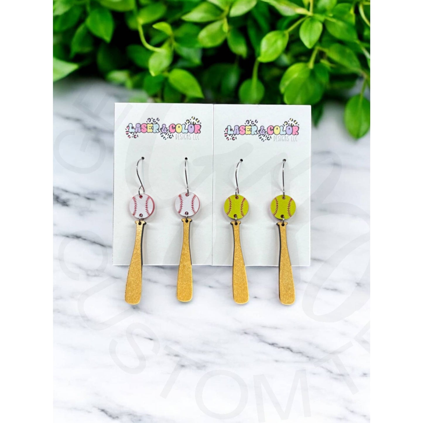 Baseball Softball Bat Dangle Earrings Sports Earrings