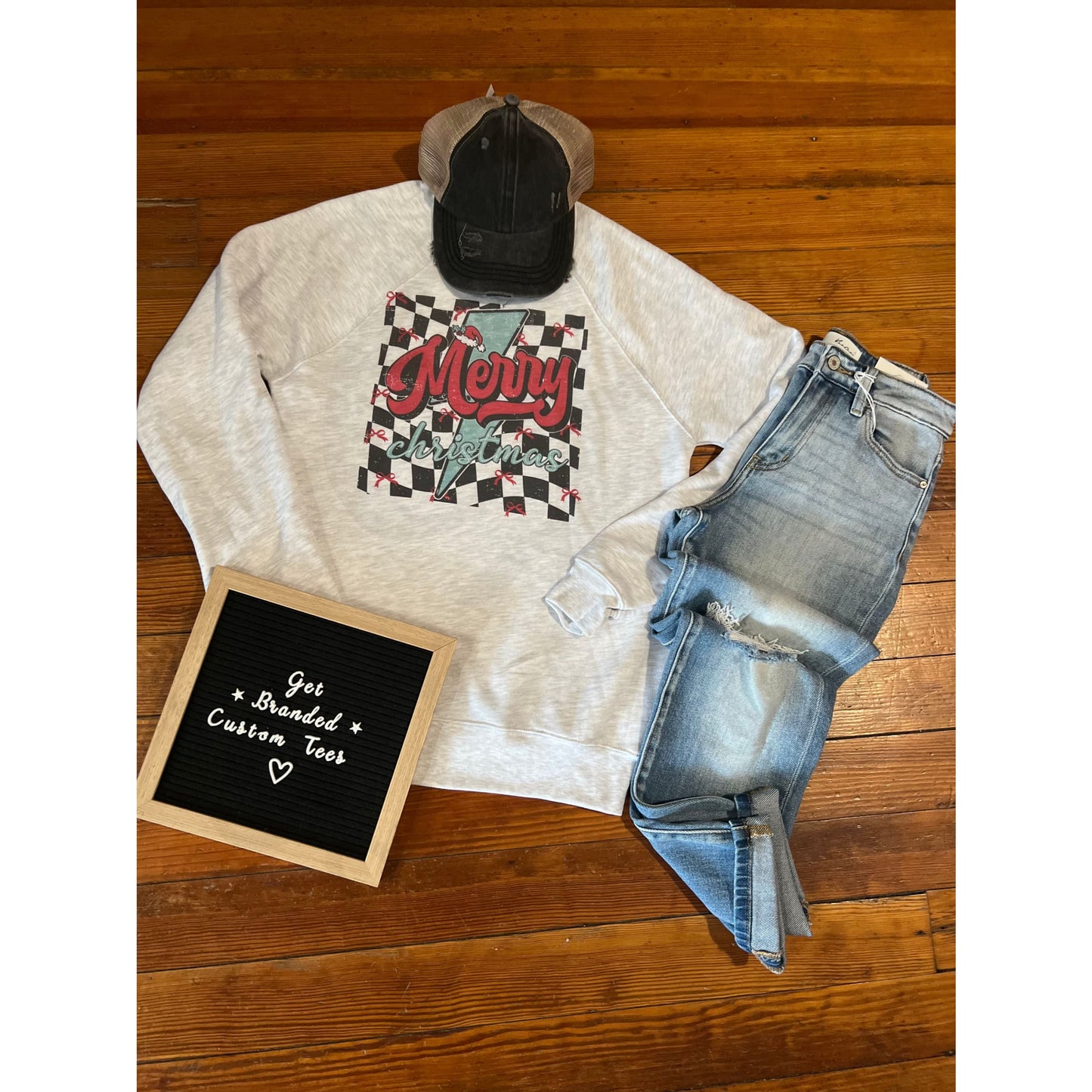 Bella Canvas Checkered ’Merry Christmas’ Crew