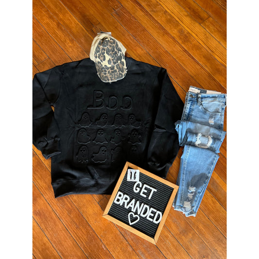 Black Embossed Boo Crew - Apparel & Accessories