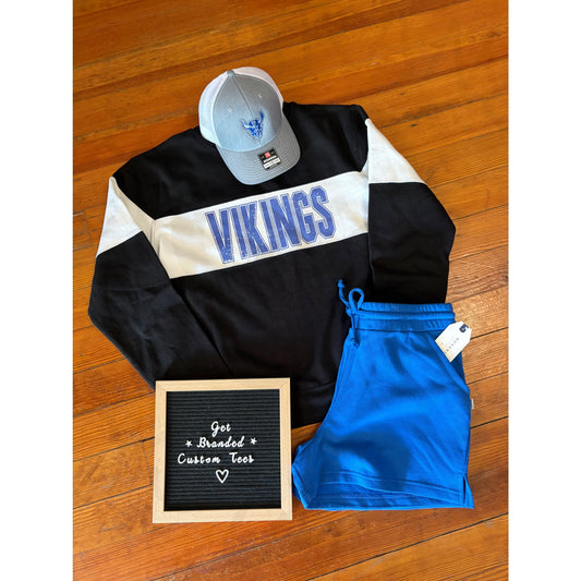 Black Vikings Varsity Fleece Crewneck