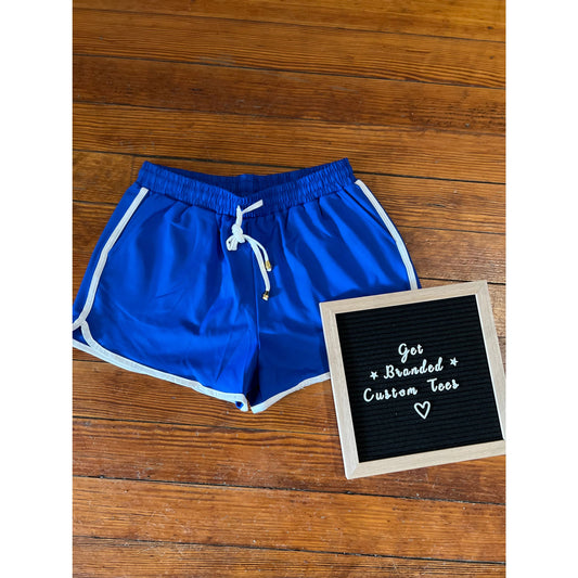 Blue And White Drawstring Everyday Shorts - Apparel &