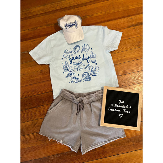 Comfort Colors Boxy Crop Game Day Doodle Tee