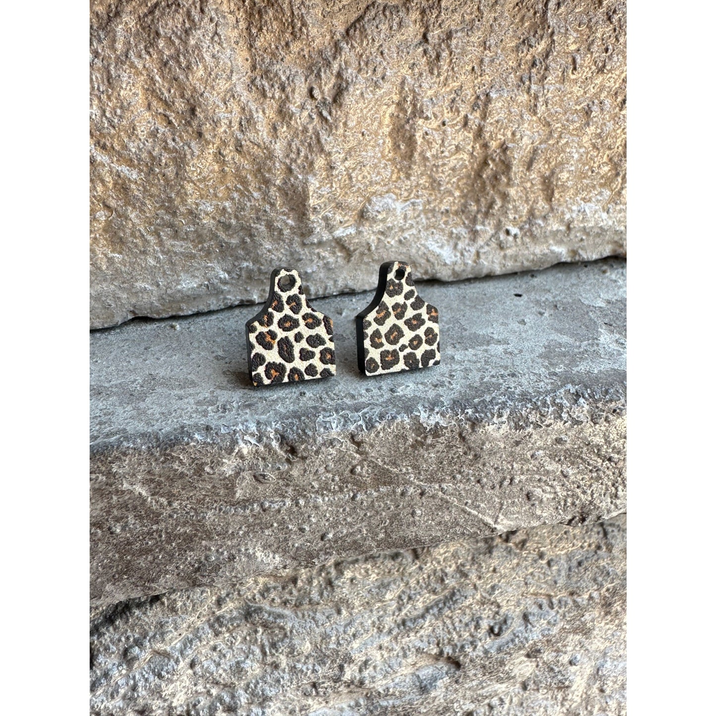 Cow Tag Leopard Print Acrylic Stud | Western Earrings