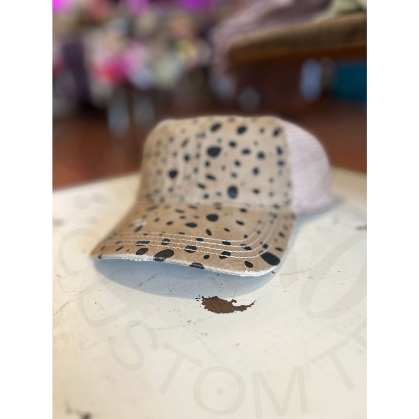 Distressed Mesh Back Cap - Dots