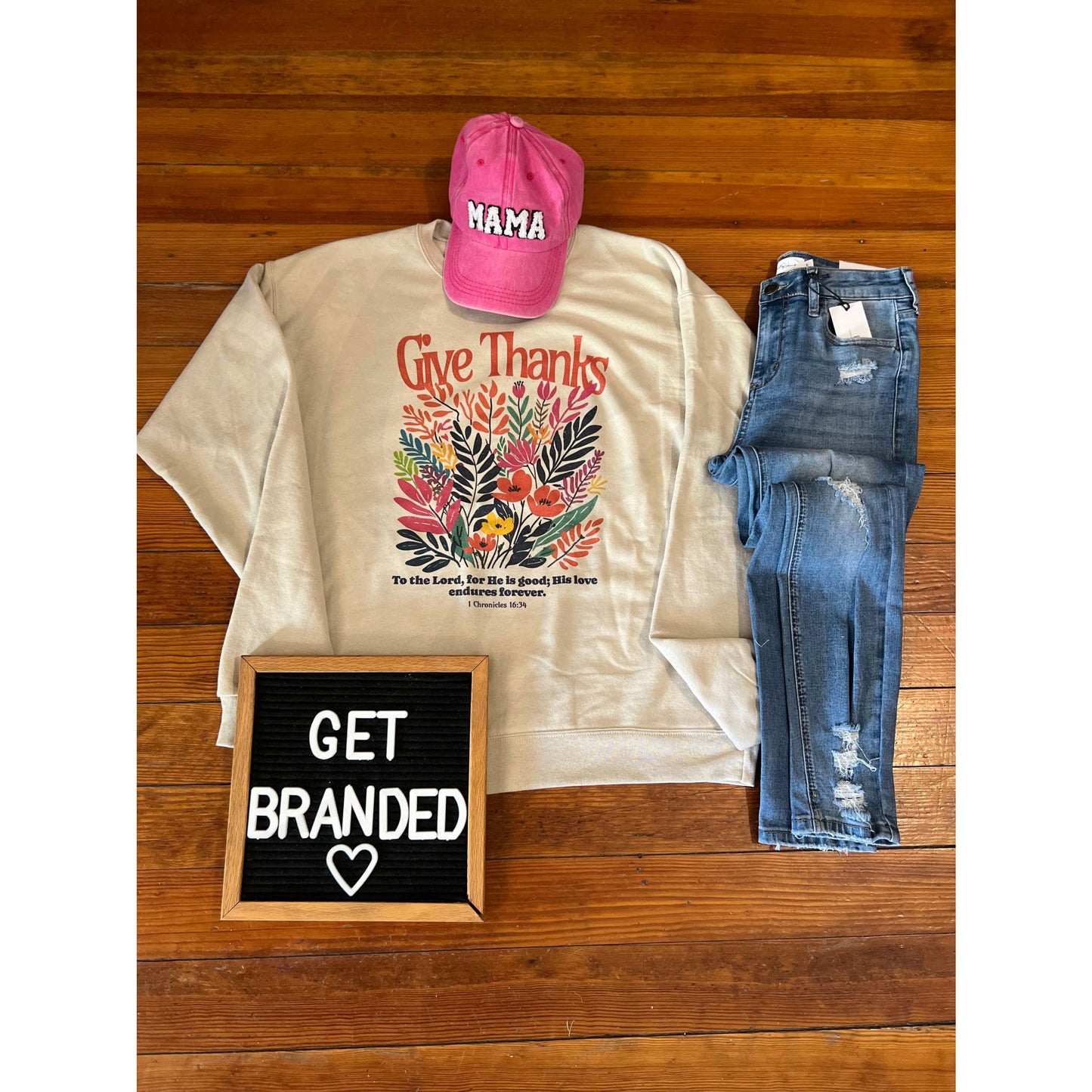 Floral Give Thanks Crewneck/Sweatshirt