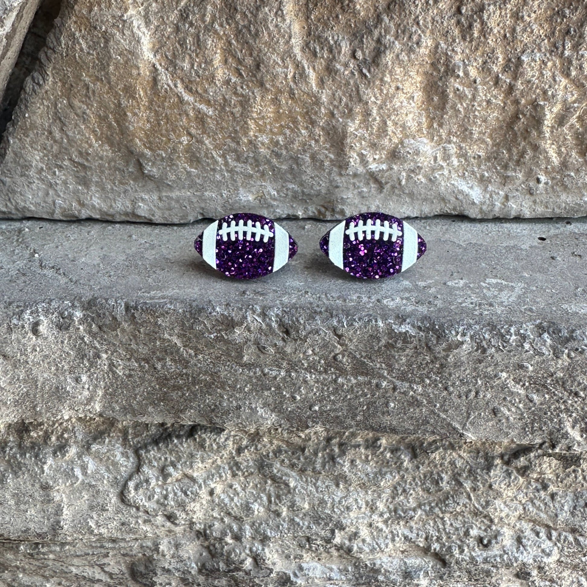 Football Glitter Acrylic Studs Football Earrings - Apparel