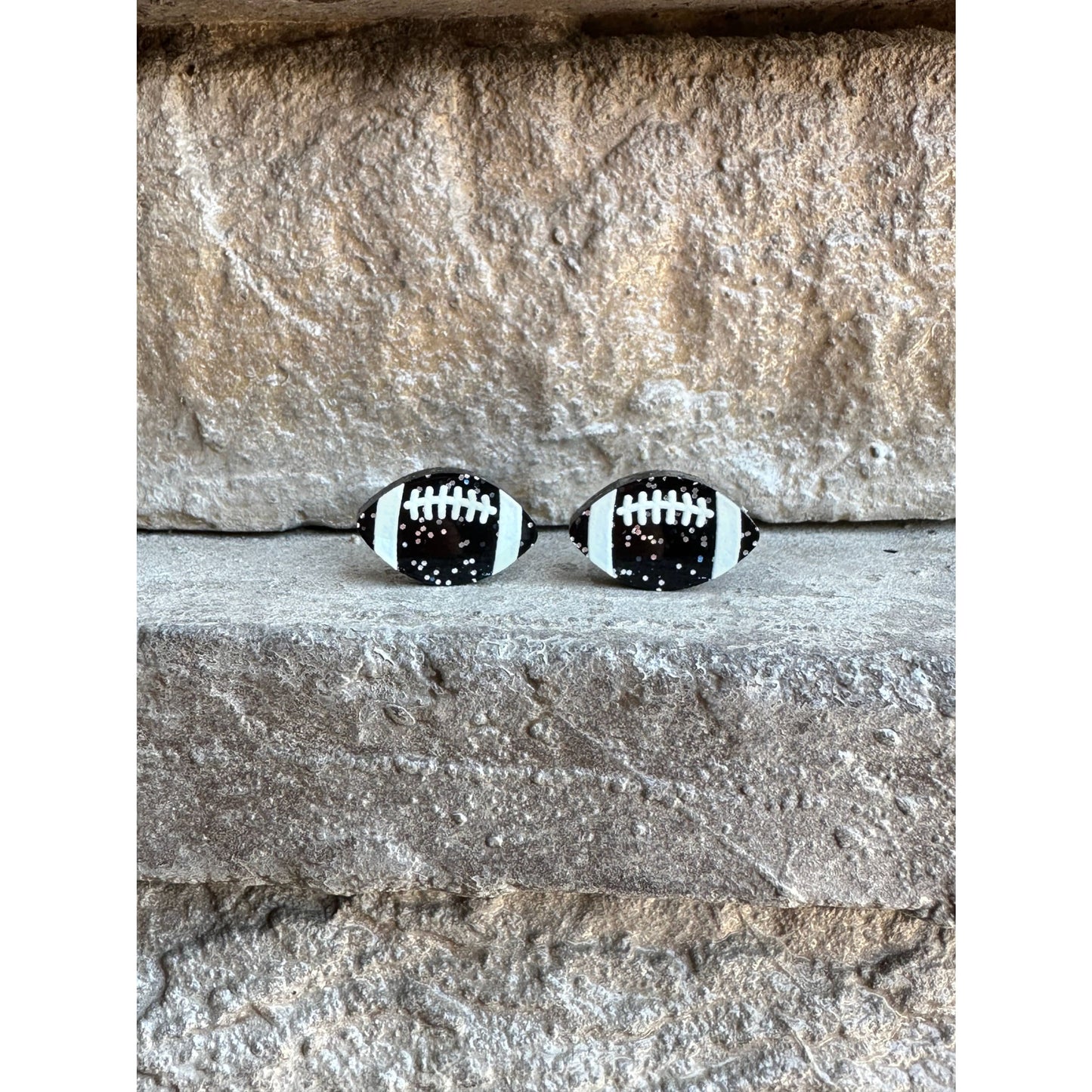 Football Glitter Acrylic Studs Football Earrings - Apparel