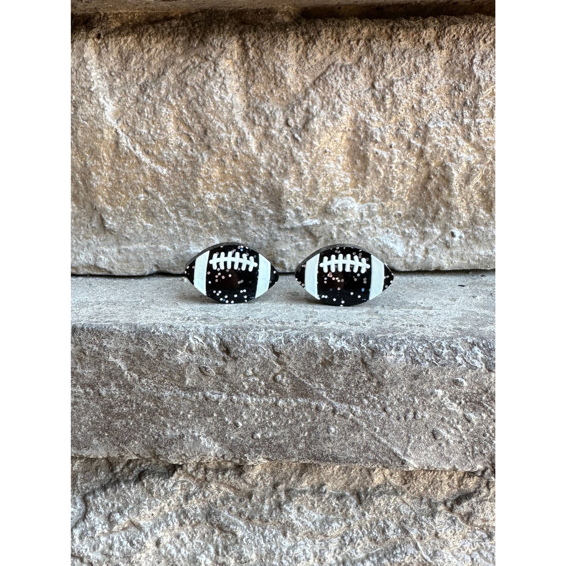 Football Glitter Acrylic Studs Football Earrings - Apparel