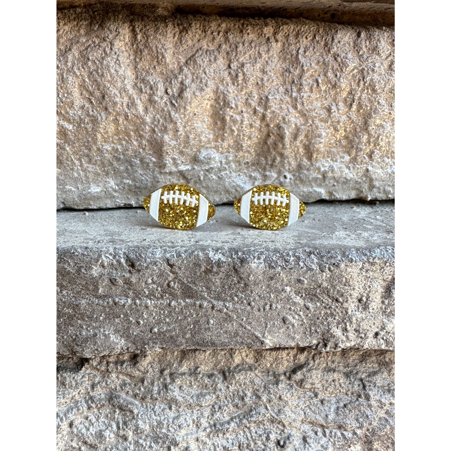 Football Glitter Acrylic Studs Football Earrings - Apparel
