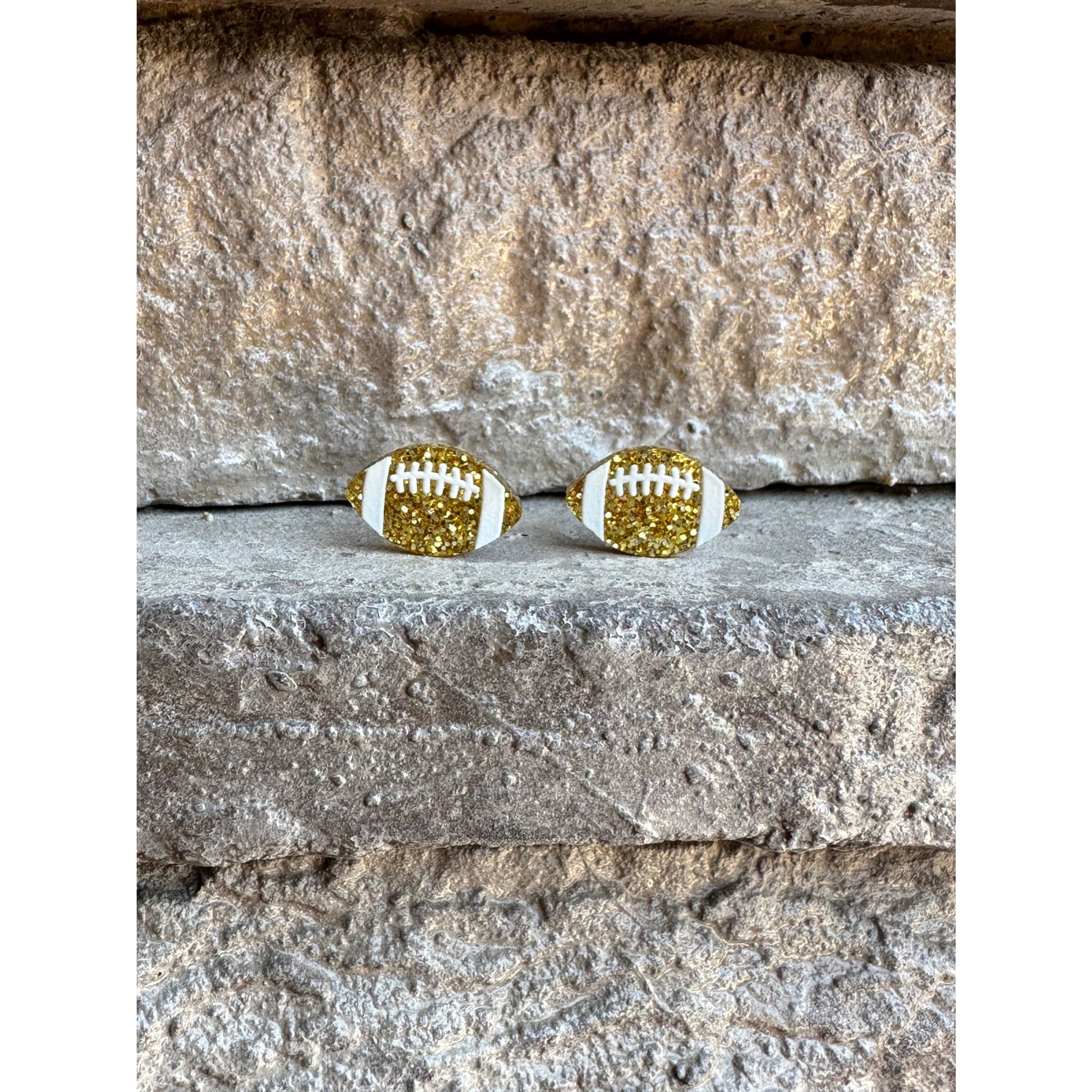 Football Glitter Acrylic Studs Football Earrings - Apparel