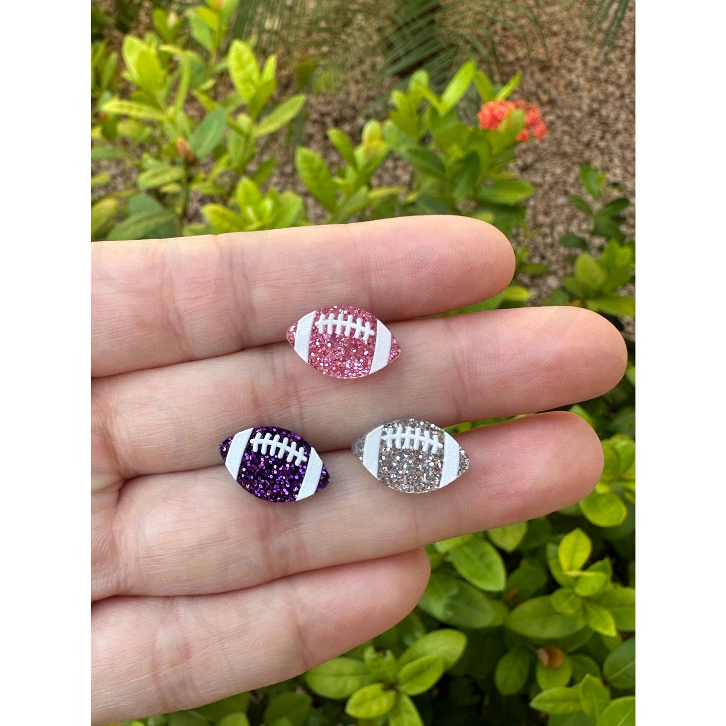 Football Glitter Acrylic Studs Football Earrings - Apparel