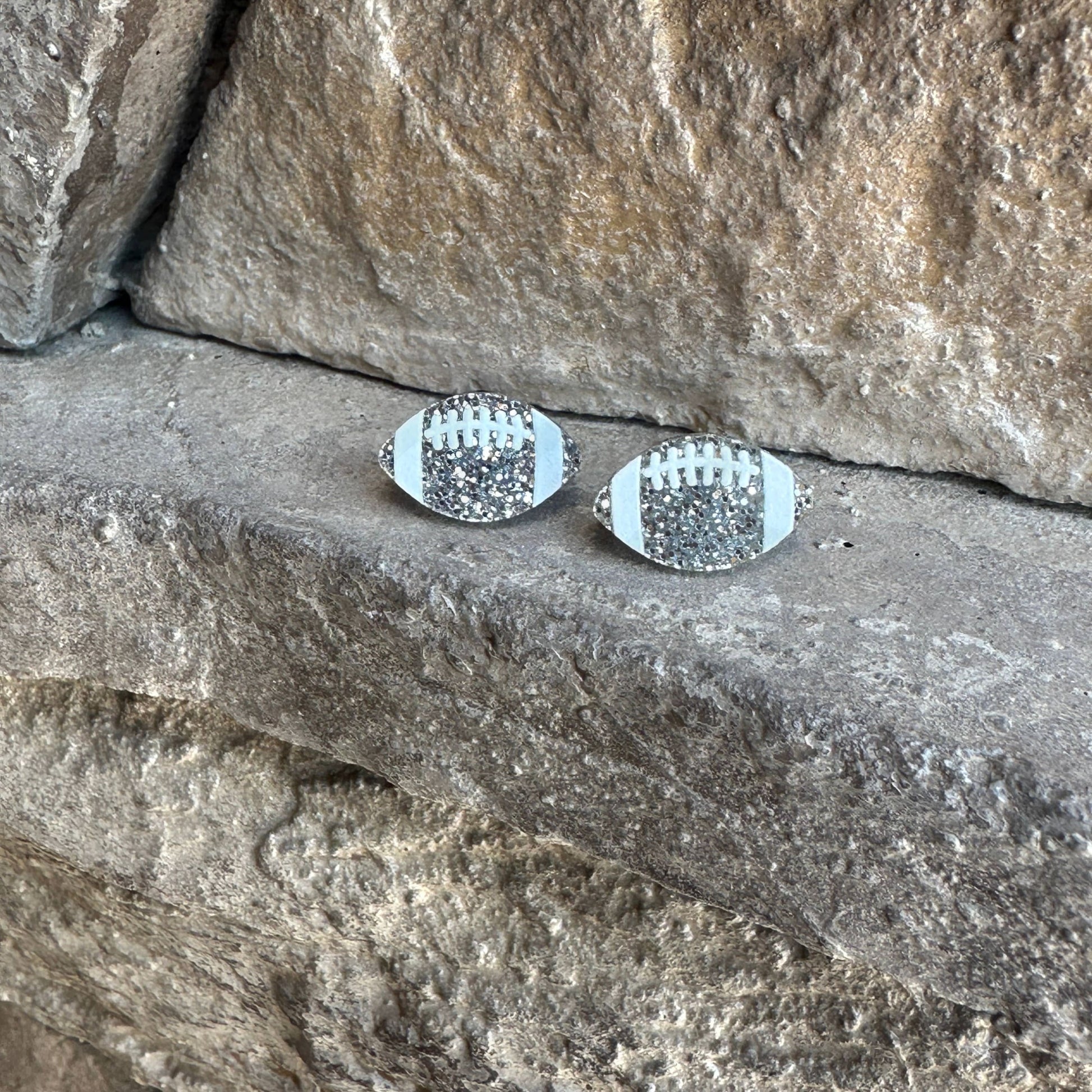 Football Glitter Acrylic Studs Football Earrings - Apparel