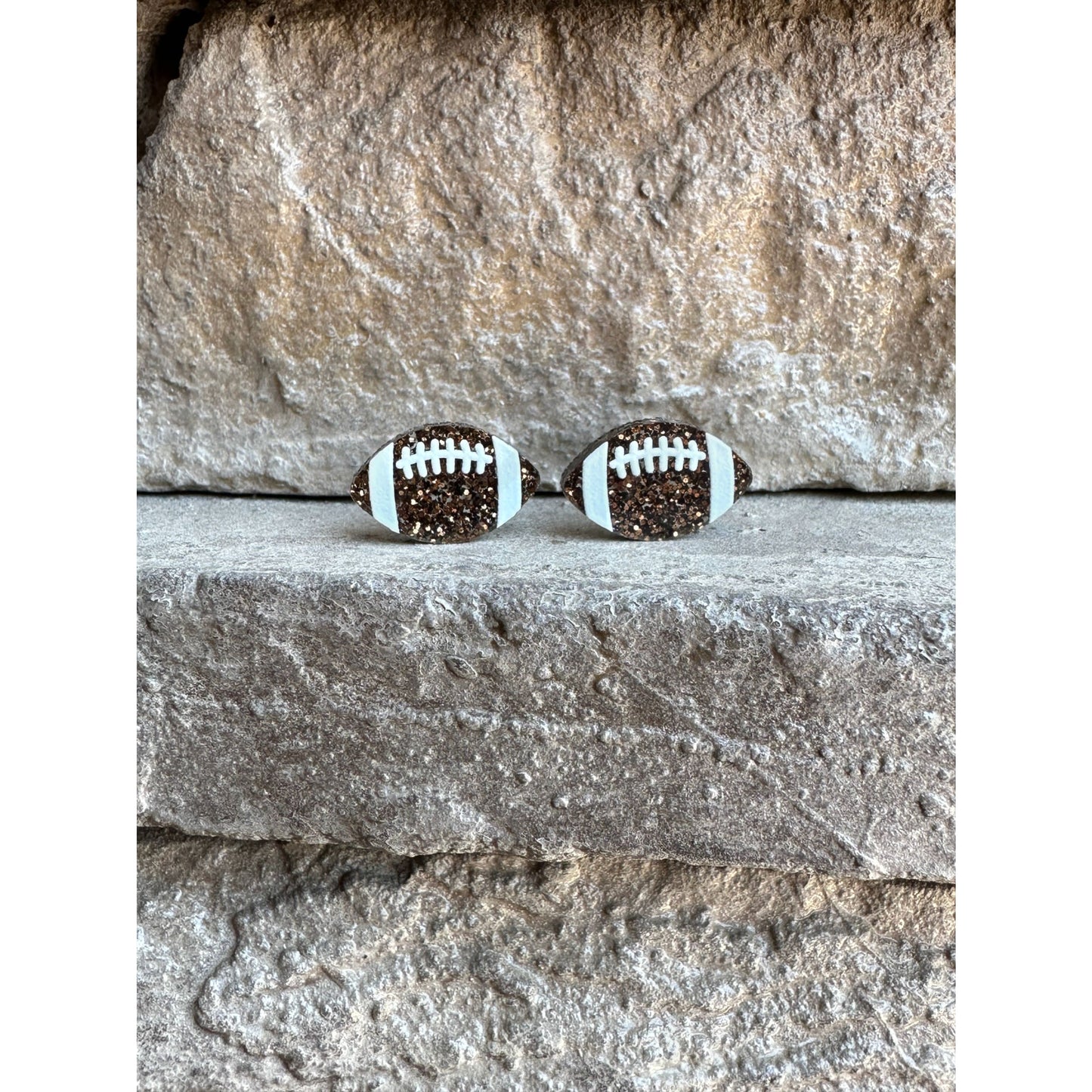 Football Glitter Acrylic Studs Football Earrings - Apparel