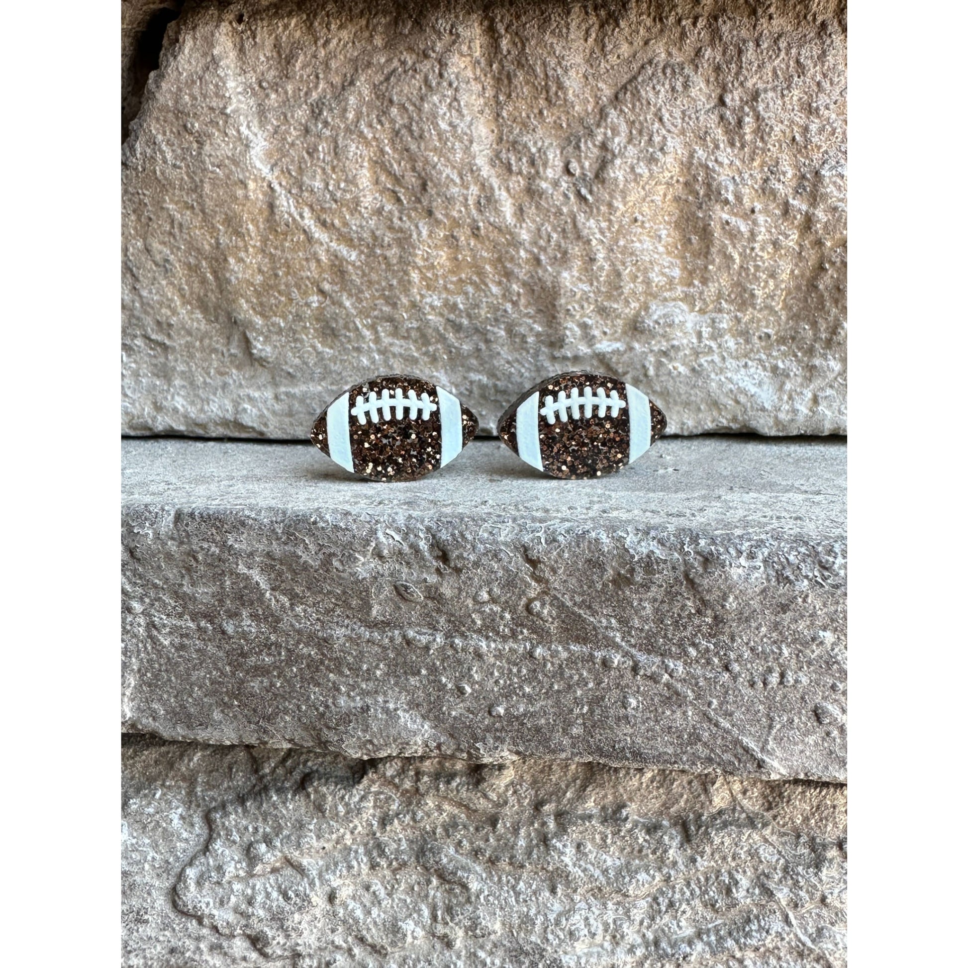 Football Glitter Acrylic Studs Football Earrings - Apparel