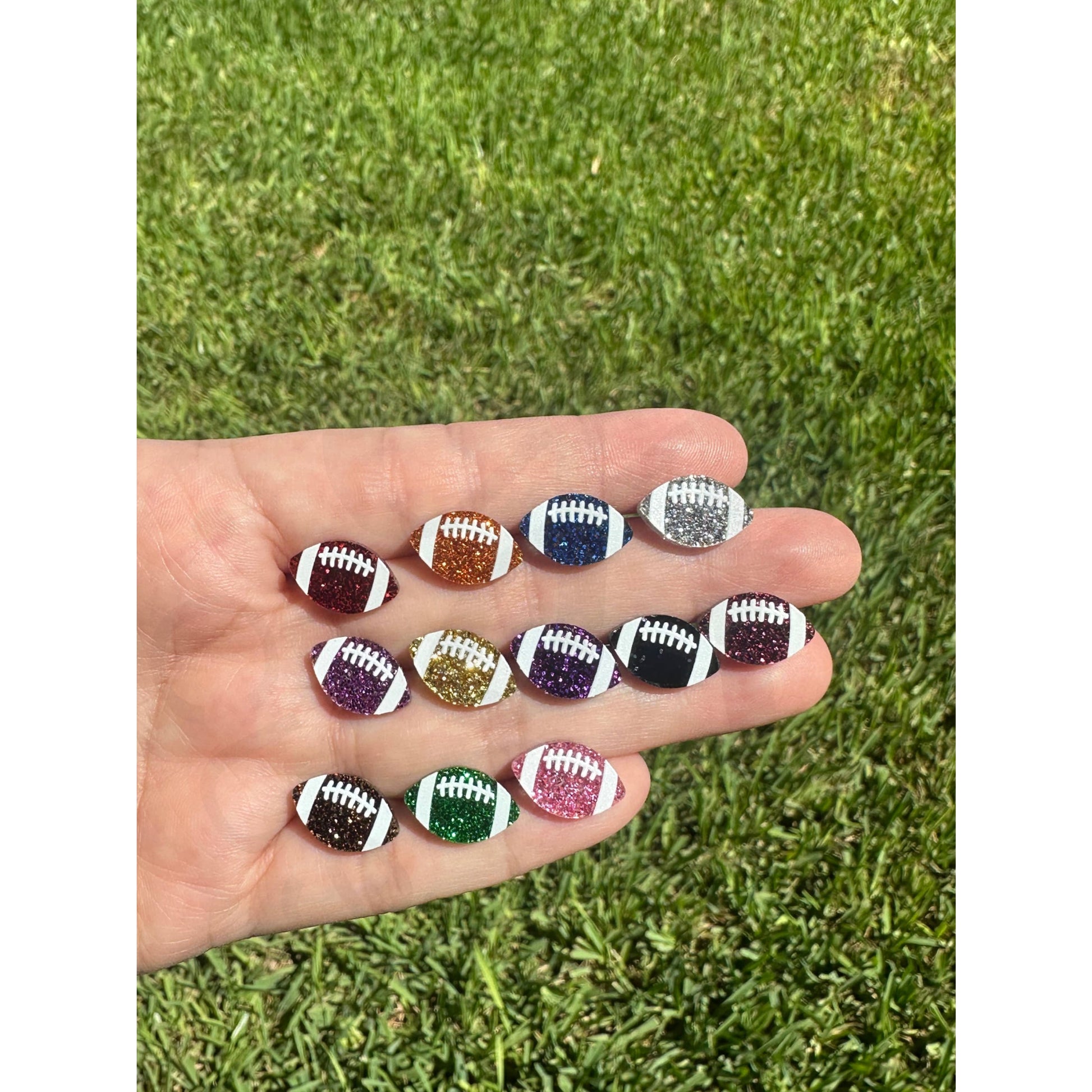 Football Glitter Acrylic Studs Football Earrings - Apparel