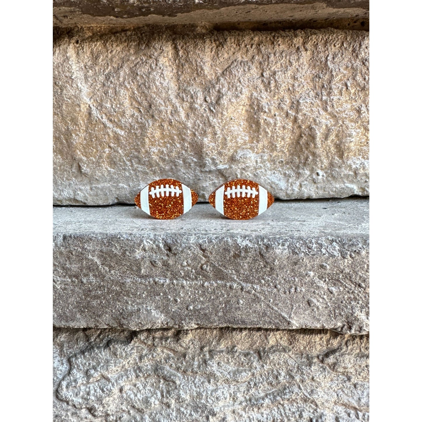 Football Glitter Acrylic Studs Football Earrings - Apparel