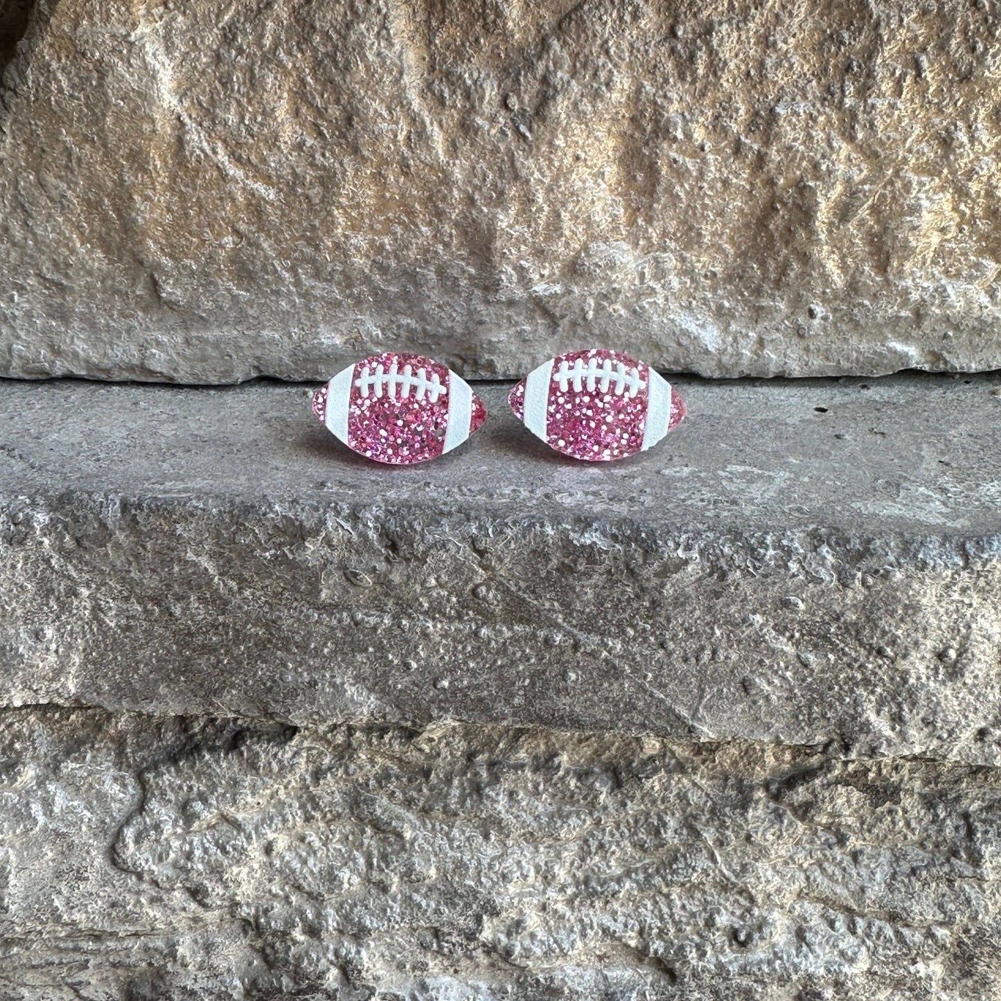 Football Glitter Acrylic Studs Football Earrings - Apparel
