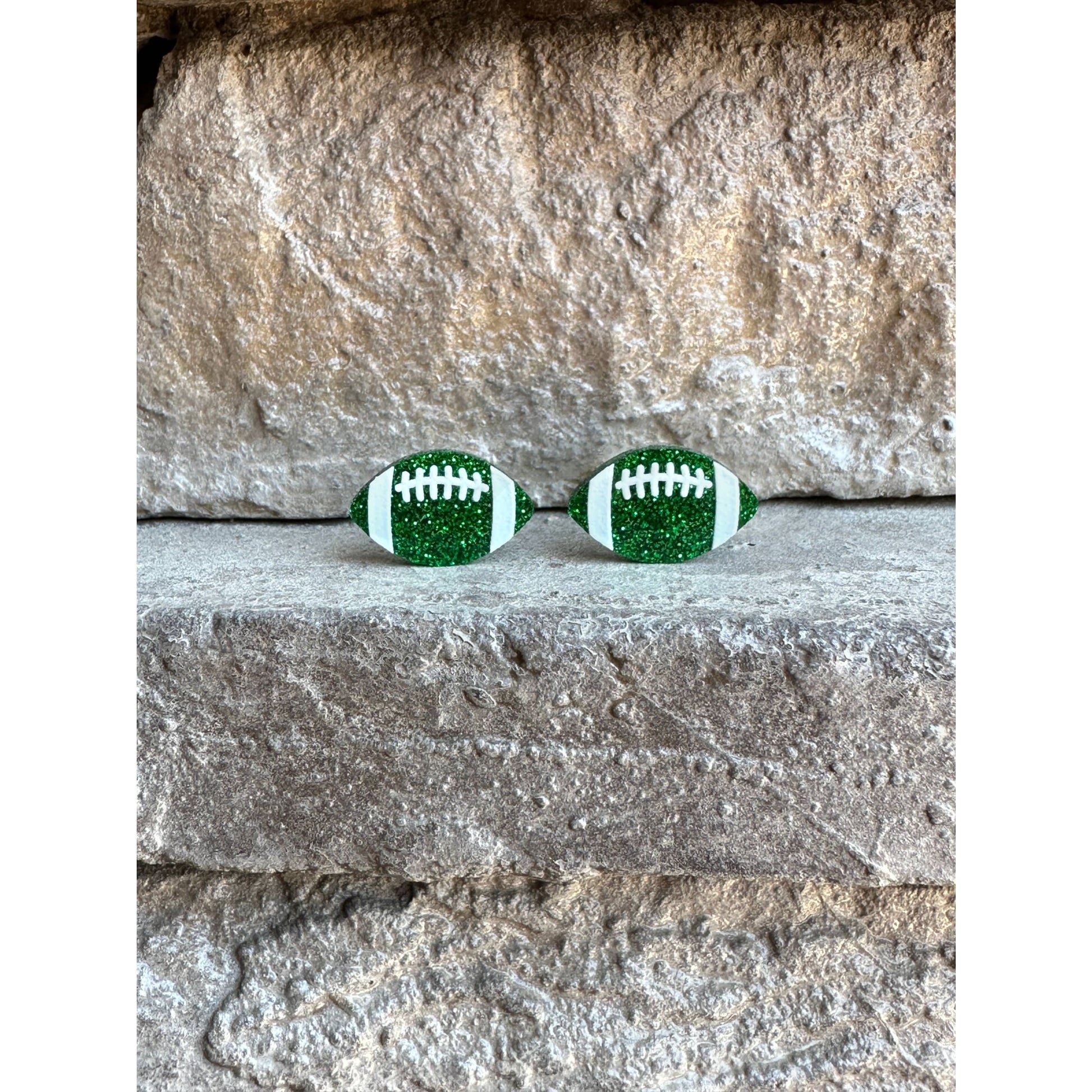 Football Glitter Acrylic Studs Football Earrings - Apparel