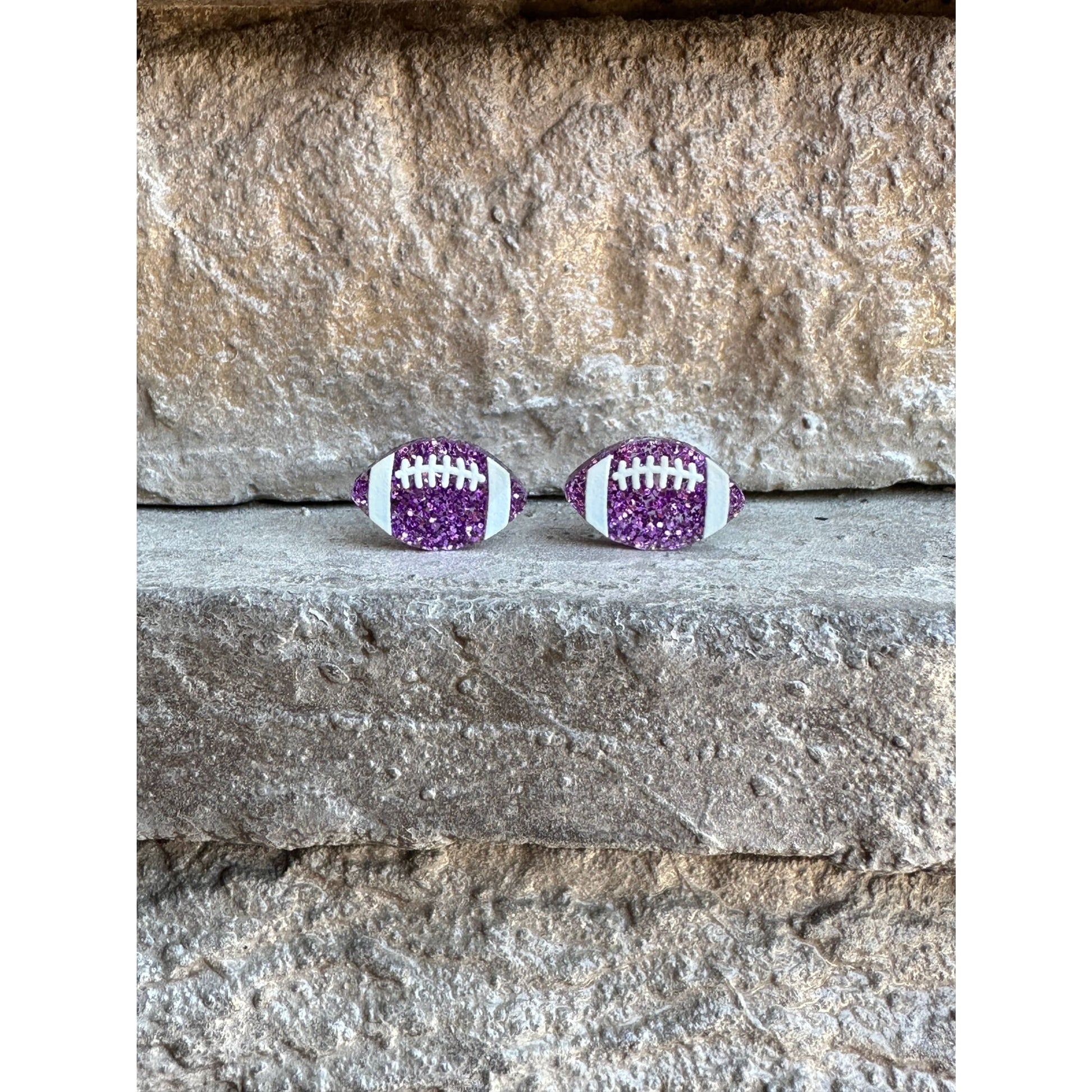 Football Glitter Acrylic Studs Football Earrings - Light