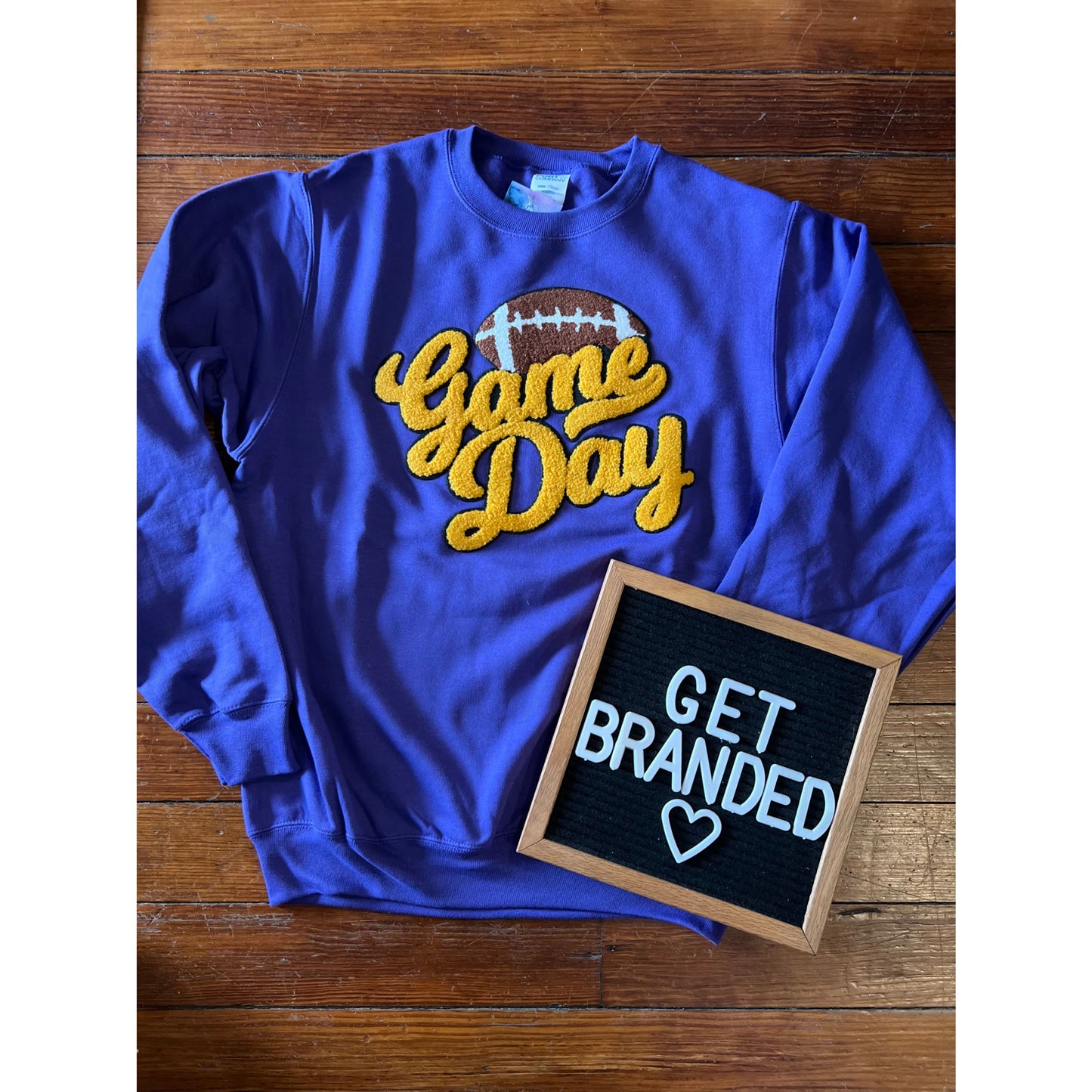 Game Day Chenille Patch Purple Crew - Apparel & Accessories
