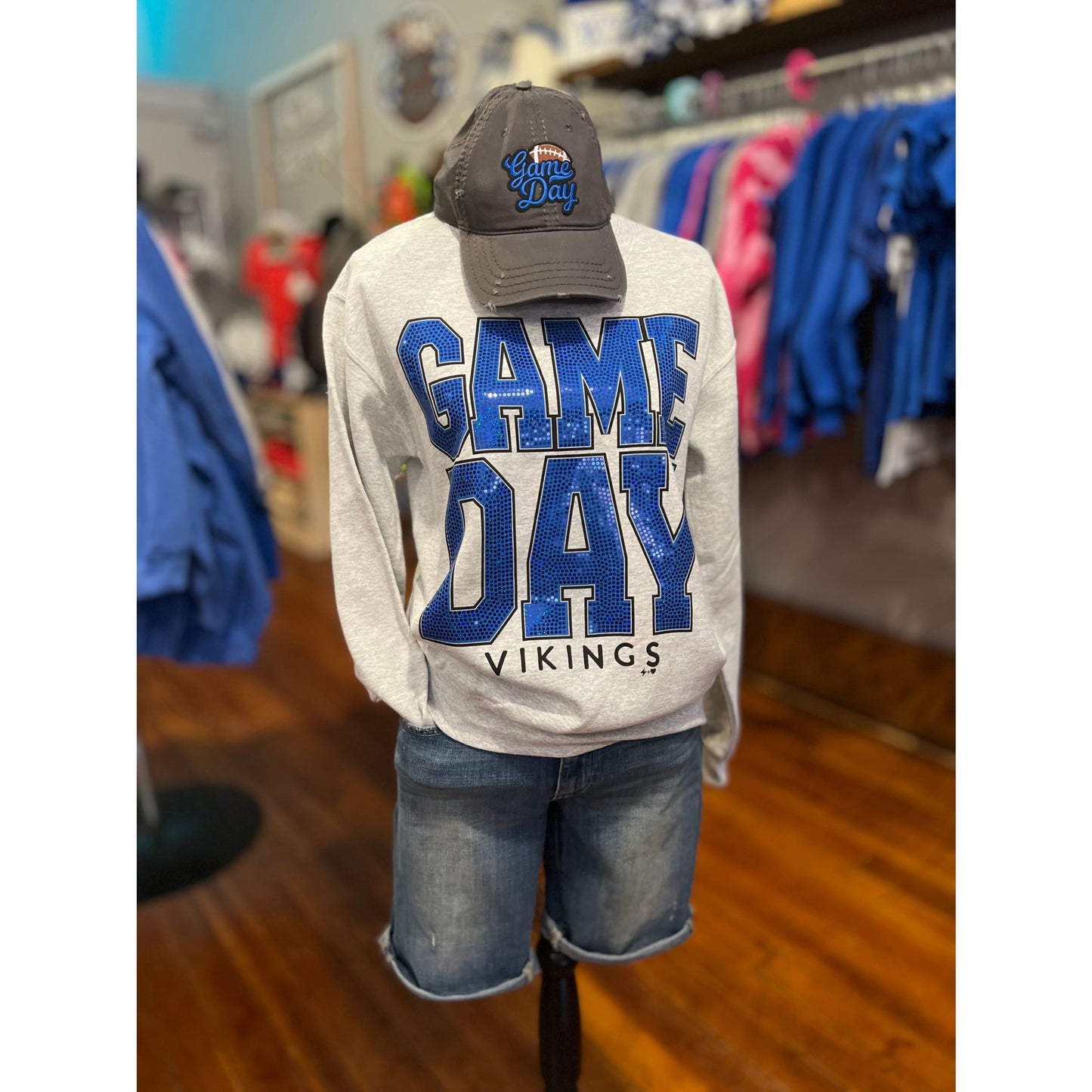 Game Day Sequin Crew Sweatshirt- Vikings