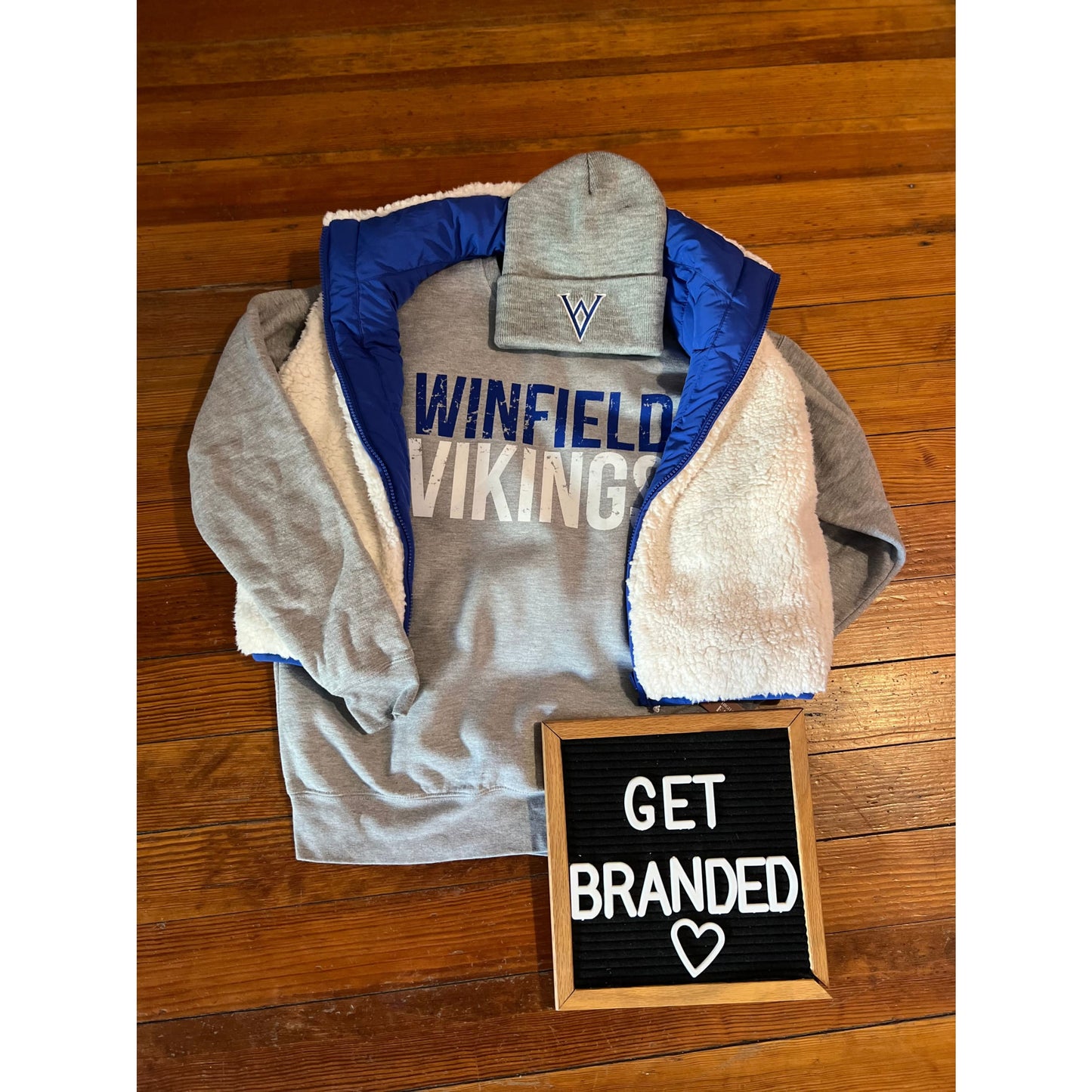 Grey Distressed Winfield Vikings Sweatshirt