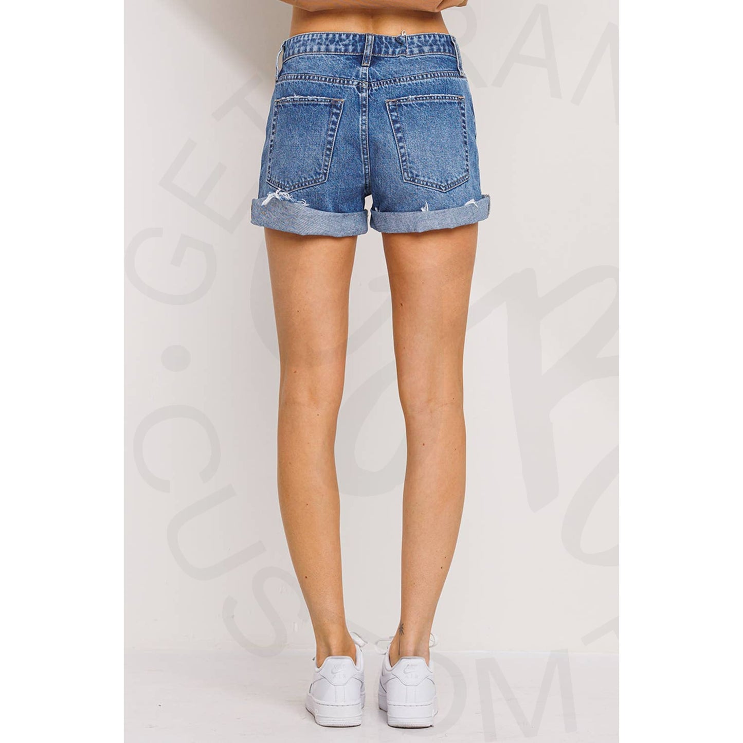Jelly Jeans High Rise Distressed Dark Denim Shorts