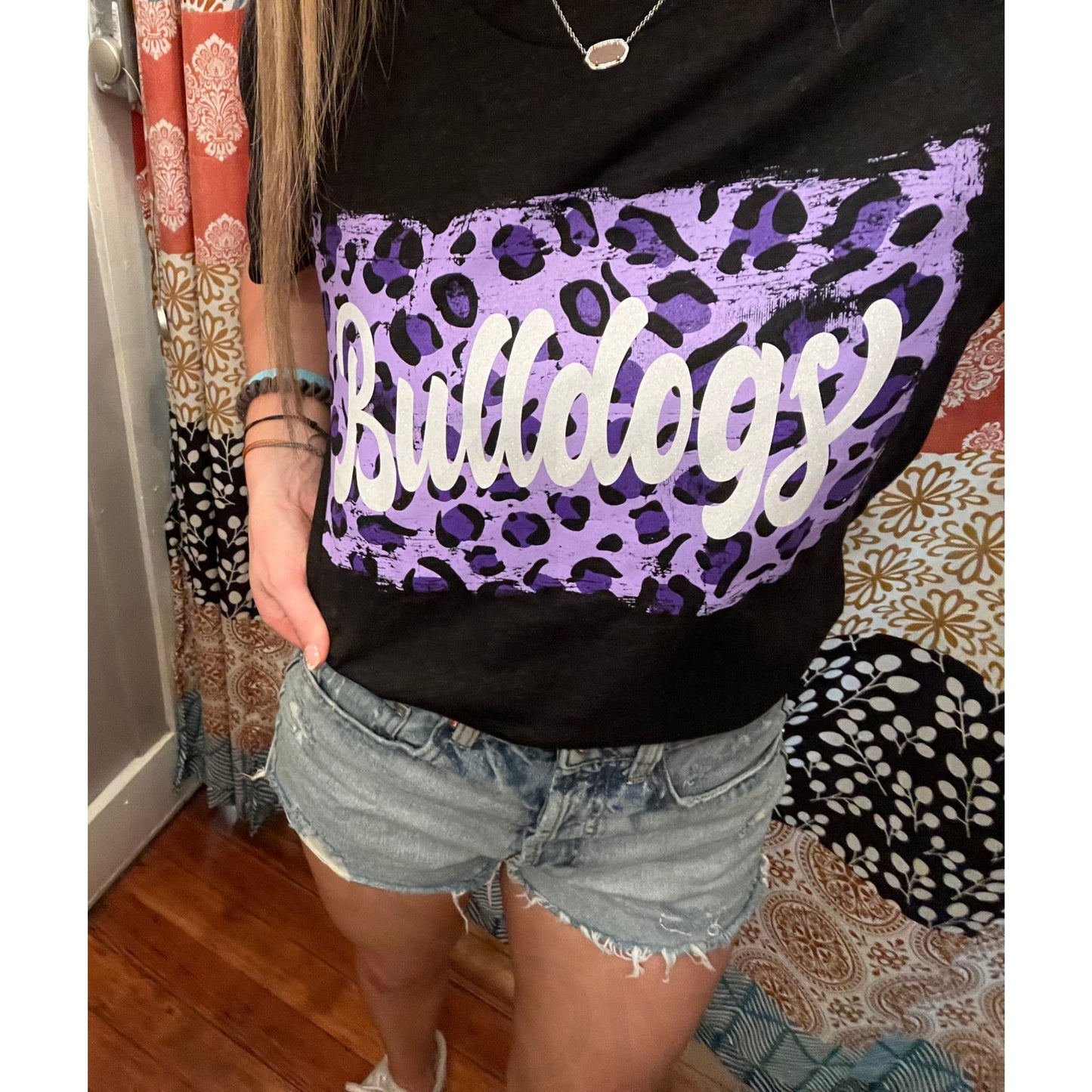 Leopard Glitter Bulldogs Tee