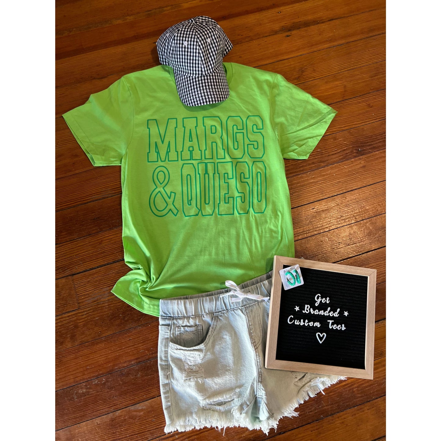 Margs & Queso Two Tone Green Tee