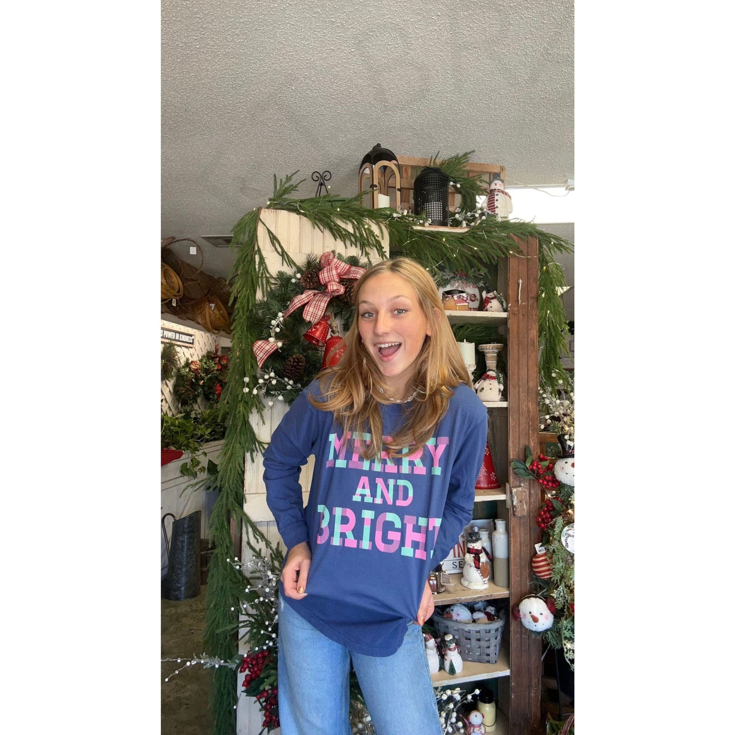Merry & Bright - Plaid | Blue | Long Sleeve - Apparel &