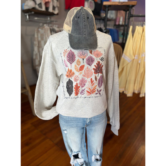 Philippians 4:8 Fall Leaves Heathered Sweatshirt