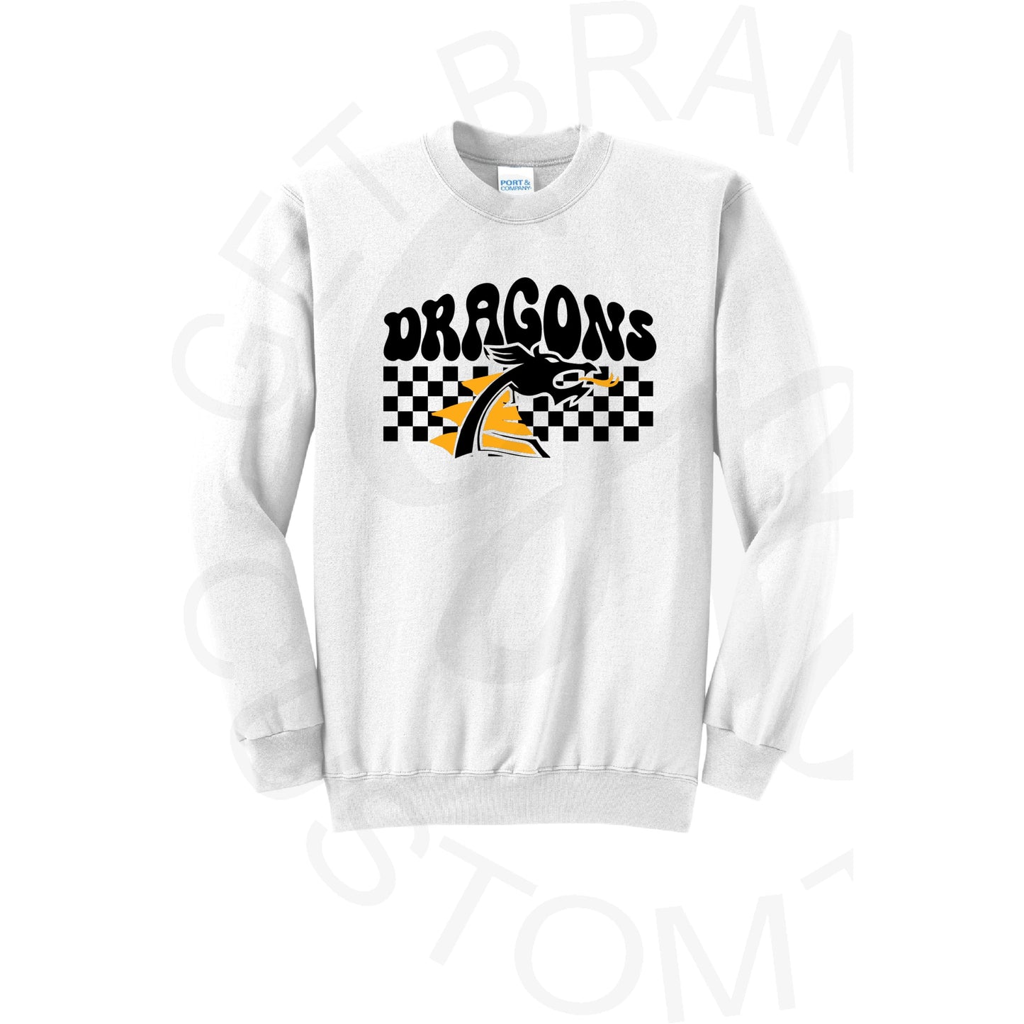 Pre Order Belle Plaine Dragons Checkered Crew Sweatshirt