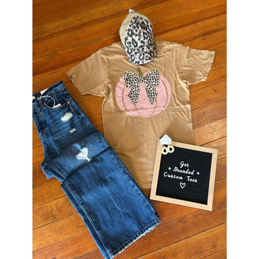 Seersucker Pumpkin Short Sleeve Tee - Apparel & Accessories