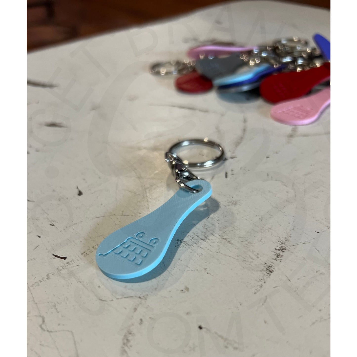 Shopping Cart Quarter Saver Keychain - Baby Blue