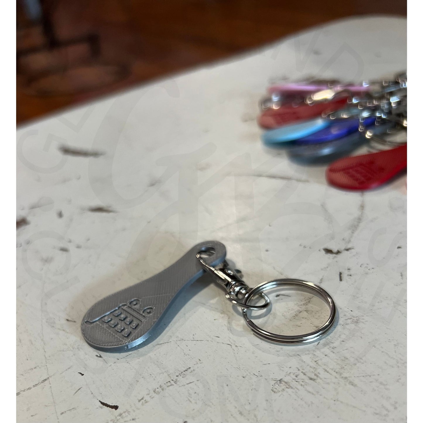 Shopping Cart Quarter Saver Keychain - Silver