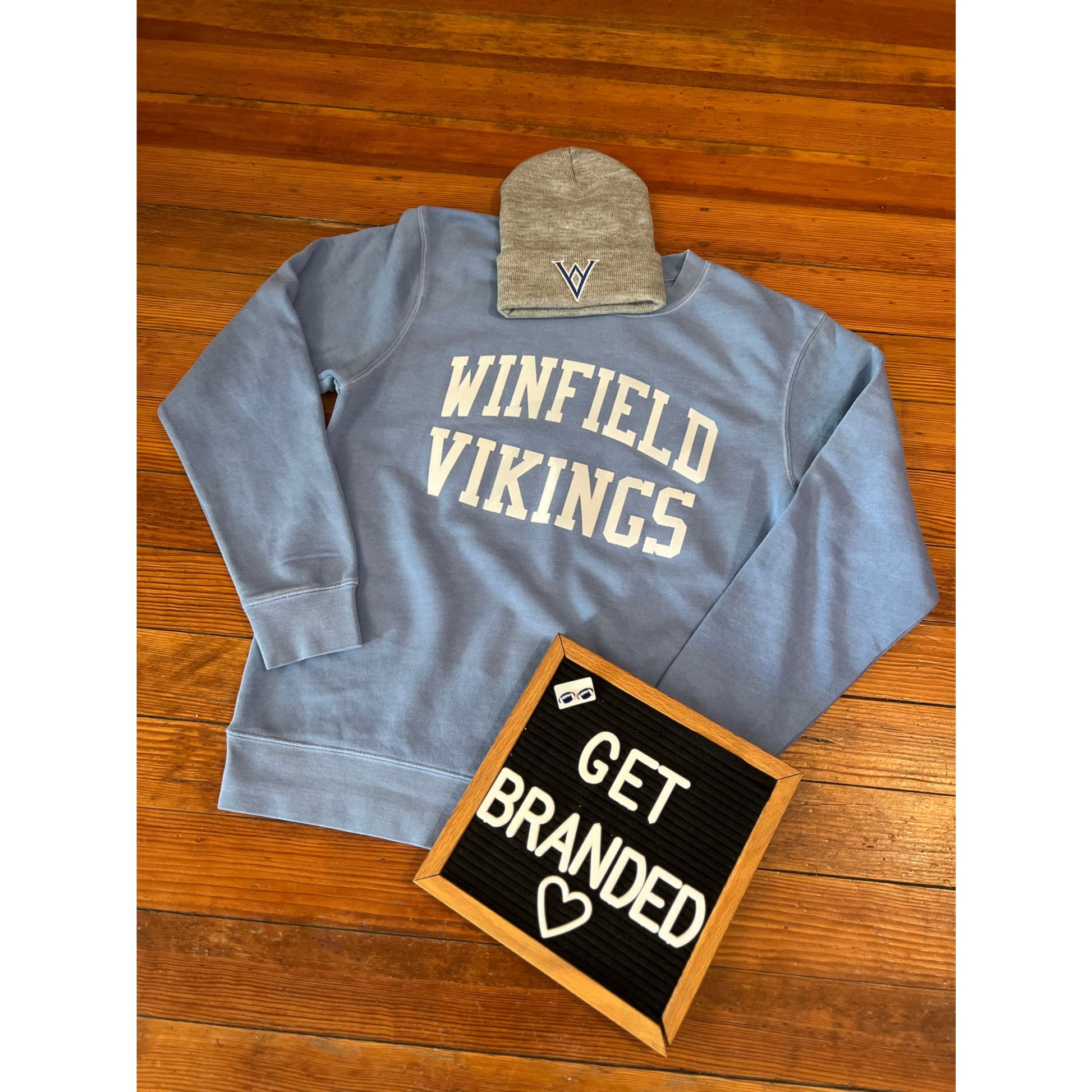 Sky Blue Winfield Vikings Applique Crewneck