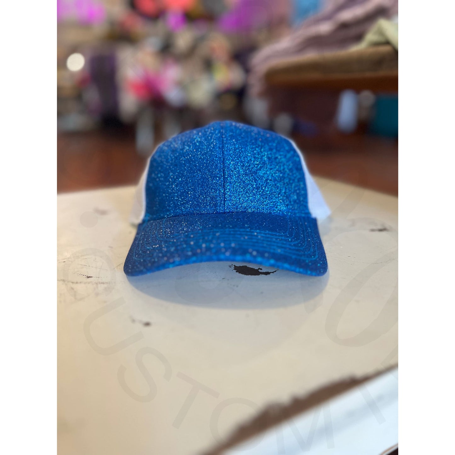 Snap Back Glitter Trucker Hat - Blue