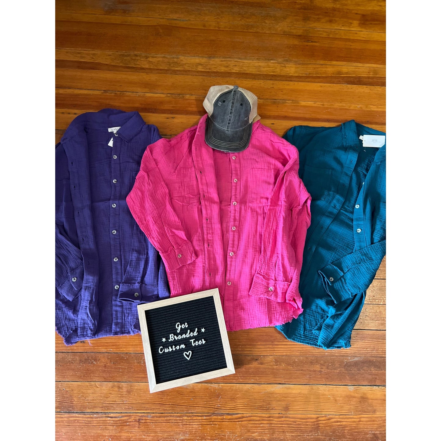 Soft Washed Crinkled Gauze Button Down Shirts - Apparel &