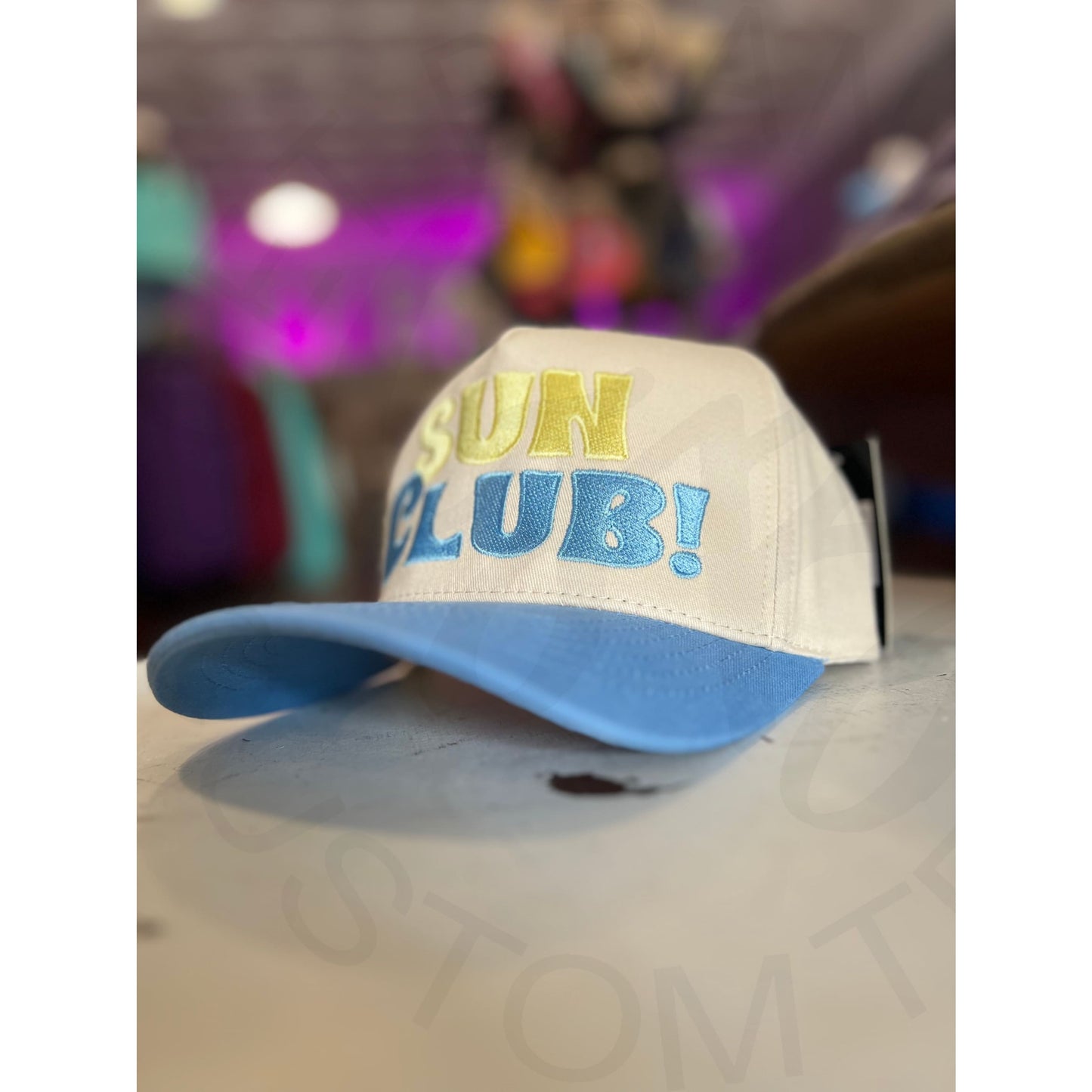 Sun Club C.C Embroidered Trucker Hat - Sky Blue - Apparel &