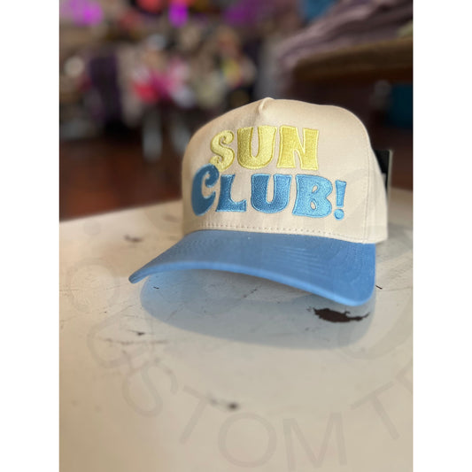 Sun Club C.C Embroidered Trucker Hat - Sky Blue - Apparel &
