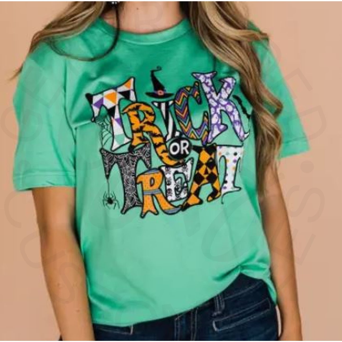 Trick or Treat Patterned Halloween Tee