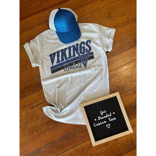 Two Stripe Heathered Winfield Vikings Tee