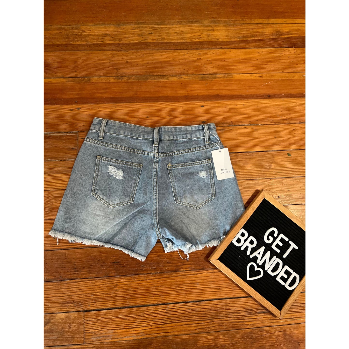 Vintage Light Wash Fringe Edge Denim Shorts - Apparel &