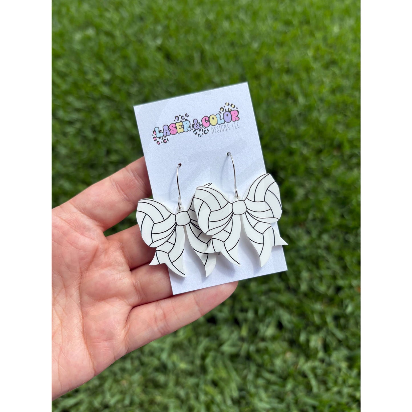 Volleyball Bow Earrings Team Spirit Earrings - Apparel &