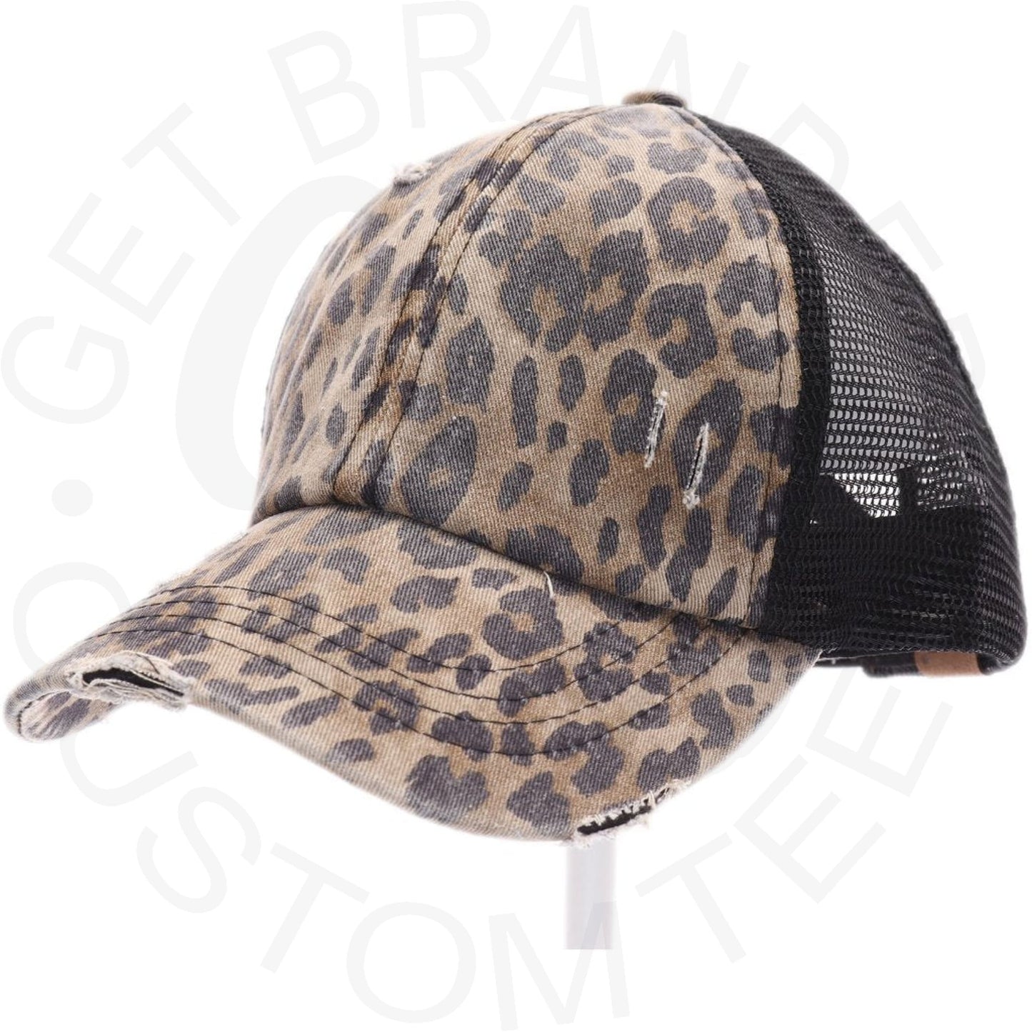 Washed Denim Criss Cross High Pony CC Ball Cap - Baby