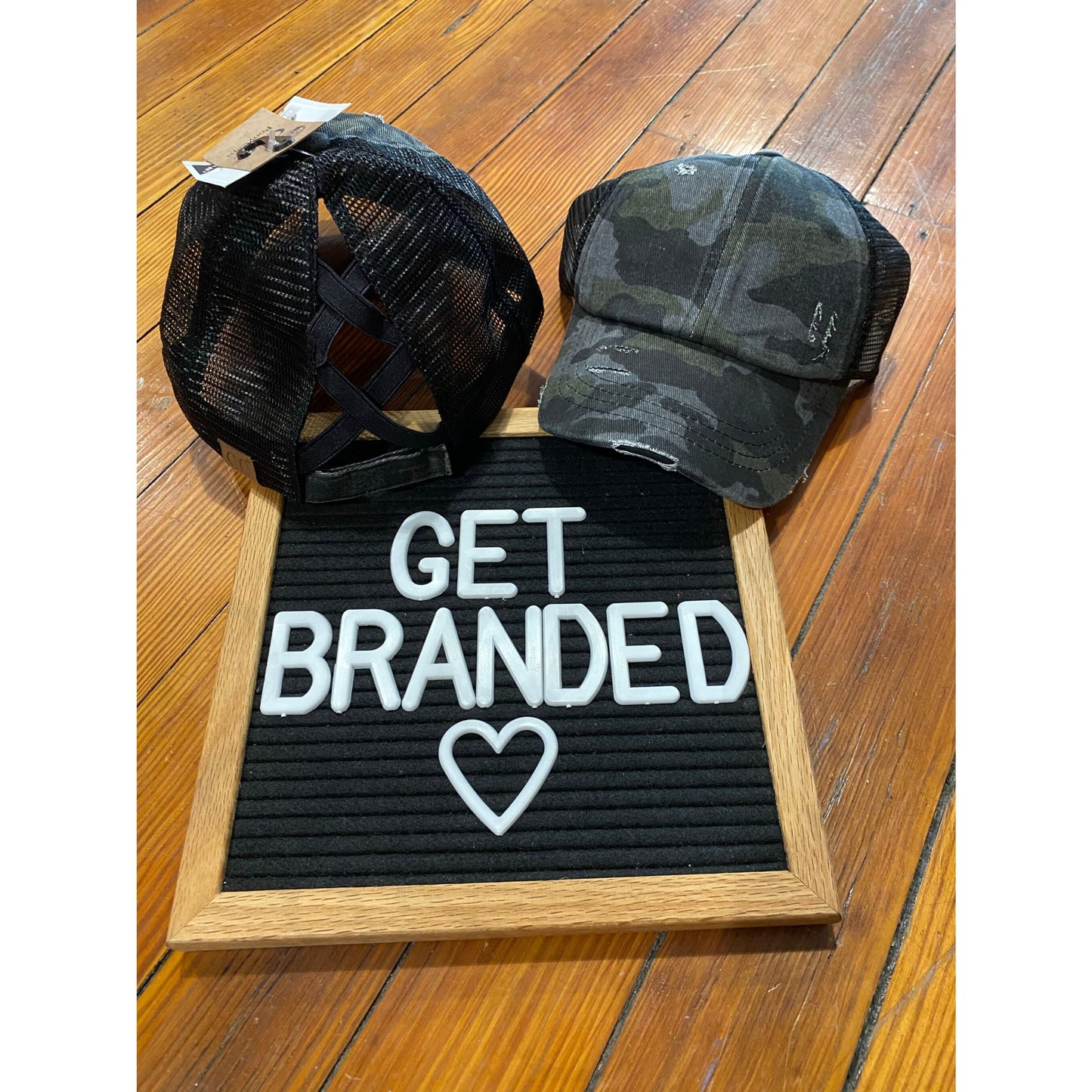 Washed Denim Criss Cross High Pony CC Ball Cap -